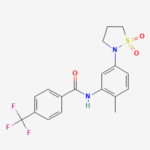 molecular formula C18H17F3N2O3S B2946621 N-(5-(1,1-dioxidoisothiazolidin-2-yl)-2-methylphenyl)-4-(trifluoromethyl)benzamide CAS No. 946216-22-4