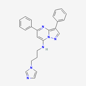 molecular formula C24H22N6 B2946647 N-[3-(1H-imidazol-1-yl)propyl]-3,5-diphenylpyrazolo[1,5-a]pyrimidin-7-amine CAS No. 900291-97-6