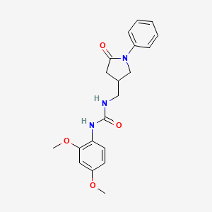 molecular formula C20H23N3O4 B2946650 1-(2,4-Dimethoxyphenyl)-3-[(5-oxo-1-phenylpyrrolidin-3-yl)methyl]urea CAS No. 954695-68-2