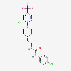 molecular formula C19H20Cl2F3N5O B2946652 N-(4-chlorophenyl)-N'-(2-{4-[3-chloro-5-(trifluoromethyl)-2-pyridinyl]piperazino}ethyl)urea CAS No. 338792-85-1