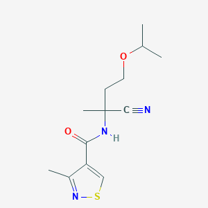 molecular formula C13H19N3O2S B2946673 N-(2-Cyano-4-propan-2-yloxybutan-2-yl)-3-methyl-1,2-thiazole-4-carboxamide CAS No. 1607270-58-5