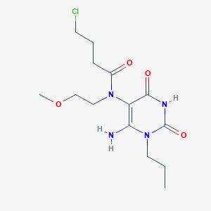 molecular formula C14H23ClN4O4 B2946735 N-(6-amino-2,4-dioxo-1-propyl-1,2,3,4-tetrahydropyrimidin-5-yl)-4-chloro-N-(2-methoxyethyl)butanamide CAS No. 743444-69-1