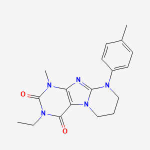 molecular formula C18H21N5O2 B2946736 3-ethyl-1-methyl-9-(4-methylphenyl)-7,8-dihydro-6H-purino[7,8-a]pyrimidine-2,4-dione CAS No. 844653-73-2