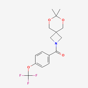 molecular formula C16H18F3NO4 B2946760 (7,7-Dimethyl-6,8-dioxa-2-azaspiro[3.5]nonan-2-yl)(4-(trifluoromethoxy)phenyl)methanone CAS No. 1396877-14-7