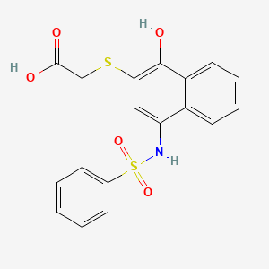molecular formula C18H15NO5S2 B2946849 2-[4-(Benzenesulfonamido)-1-hydroxynaphthalen-2-yl]sulfanylacetic acid CAS No. 518303-19-0
