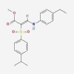 molecular formula C21H25NO4S B2946856 methyl (2Z)-3-[(4-ethylphenyl)amino]-2-[(4-isopropylphenyl)sulfonyl]acrylate CAS No. 1327173-79-4