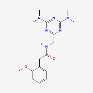 molecular formula C17H24N6O2 B2946896 N-((4,6-bis(dimethylamino)-1,3,5-triazin-2-yl)methyl)-2-(2-methoxyphenyl)acetamide CAS No. 2034356-53-9