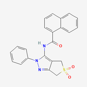 molecular formula C22H17N3O3S B2946975 N-{5,5-dioxo-2-phenyl-2H,4H,6H-5lambda6-thieno[3,4-c]pyrazol-3-yl}naphthalene-1-carboxamide CAS No. 681266-10-4
