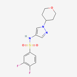 molecular formula C14H15F2N3O3S B2946978 3,4-difluoro-N-[1-(oxan-4-yl)-1H-pyrazol-4-yl]benzene-1-sulfonamide CAS No. 1797351-69-9