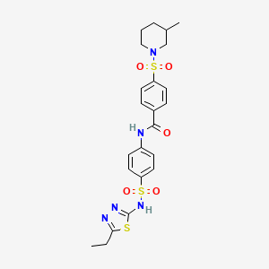 molecular formula C23H27N5O5S3 B2946986 N-(4-(N-(5-ethyl-1,3,4-thiadiazol-2-yl)sulfamoyl)phenyl)-4-((3-methylpiperidin-1-yl)sulfonyl)benzamide CAS No. 898369-16-9