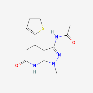 molecular formula C13H14N4O2S B2946994 N-[1-methyl-6-oxo-4-(thiophen-2-yl)-1H,4H,5H,6H,7H-pyrazolo[3,4-b]pyridin-3-yl]acetamide CAS No. 1203178-35-1