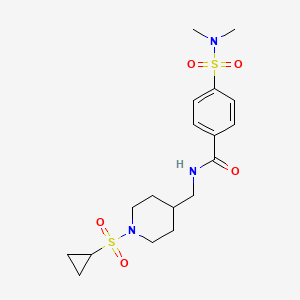 molecular formula C18H27N3O5S2 B2946996 N-((1-(cyclopropylsulfonyl)piperidin-4-yl)methyl)-4-(N,N-dimethylsulfamoyl)benzamide CAS No. 1234856-31-5