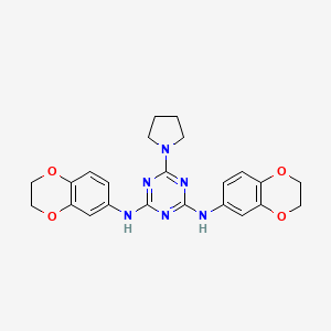 molecular formula C23H24N6O4 B2947036 N2,N4-bis(2,3-dihydro-1,4-benzodioxin-6-yl)-6-(pyrrolidin-1-yl)-1,3,5-triazine-2,4-diamine CAS No. 898623-52-4