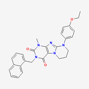 molecular formula C28H27N5O3 B2947048 9-(4-ethoxyphenyl)-1-methyl-3-[(naphthalen-1-yl)methyl]-1H,2H,3H,4H,6H,7H,8H,9H-pyrimido[1,2-g]purine-2,4-dione CAS No. 848279-18-5