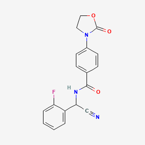molecular formula C18H14FN3O3 B2947054 N-[cyano(2-fluorophenyl)methyl]-4-(2-oxo-1,3-oxazolidin-3-yl)benzamide CAS No. 1355711-56-6