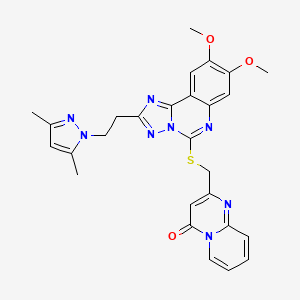 2-[({2-[2-(3,5-dimethyl-1H-pyrazol-1-yl)ethyl]-8,9-dimethoxy[1,2,4]triazolo[1,5-c]quinazolin-5-yl}thio)methyl]-4H-pyrido[1,2-a]pyrimidin-4-one