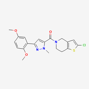 (2-chloro-6,7-dihydrothieno[3,2-c]pyridin-5(4H)-yl)(3-(2,5-dimethoxyphenyl)-1-methyl-1H-pyrazol-5-yl)methanone