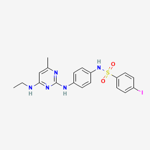 molecular formula C19H20IN5O2S B2947107 N-(4-((4-(ethylamino)-6-methylpyrimidin-2-yl)amino)phenyl)-4-iodobenzenesulfonamide CAS No. 923192-02-3