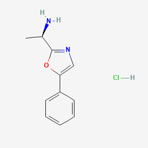 molecular formula C11H13ClN2O B2947116 (1R)-1-(5-Phenyl-1,3-oxazol-2-yl)ethanamine;hydrochloride CAS No. 2241140-53-2