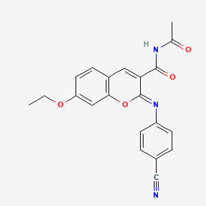 molecular formula C21H17N3O4 B2947121 (2Z)-N-acetyl-2-[(4-cyanophenyl)imino]-7-ethoxy-2H-chromene-3-carboxamide CAS No. 2321338-30-9