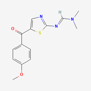 molecular formula C14H15N3O2S B2947125 N'-[5-(4-methoxybenzoyl)-1,3-thiazol-2-yl]-N,N-dimethylmethanimidamide CAS No. 861211-22-5