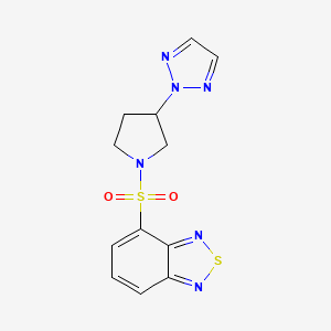 molecular formula C12H12N6O2S2 B2947131 4-((3-(2H-1,2,3-triazol-2-yl)pyrrolidin-1-yl)sulfonyl)benzo[c][1,2,5]thiadiazole CAS No. 2034491-30-8