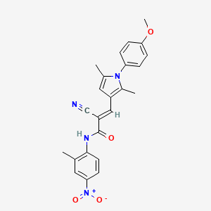 molecular formula C24H22N4O4 B2947150 (E)-2-cyano-3-[1-(4-methoxyphenyl)-2,5-dimethylpyrrol-3-yl]-N-(2-methyl-4-nitrophenyl)prop-2-enamide CAS No. 380566-83-6