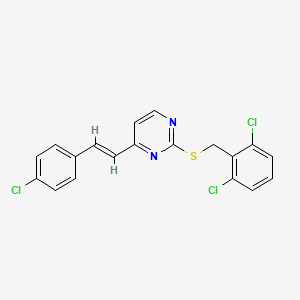 molecular formula C19H13Cl3N2S B2947158 4-(4-Chlorostyryl)-2-[(2,6-dichlorobenzyl)sulfanyl]pyrimidine CAS No. 339278-35-2
