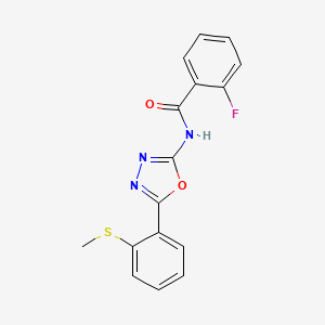 molecular formula C16H12FN3O2S B2947161 2-fluoro-N-[5-(2-methylsulfanylphenyl)-1,3,4-oxadiazol-2-yl]benzamide CAS No. 886910-22-1