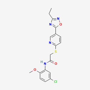 molecular formula C18H17ClN4O3S B2947165 N-(5-chloro-2-methoxyphenyl)-2-((5-(3-ethyl-1,2,4-oxadiazol-5-yl)pyridin-2-yl)thio)acetamide CAS No. 1251672-78-2