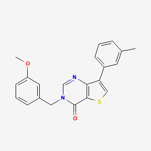 molecular formula C21H18N2O2S B2947181 3-[(3-methoxyphenyl)methyl]-7-(3-methylphenyl)-3H,4H-thieno[3,2-d]pyrimidin-4-one CAS No. 1206993-09-0