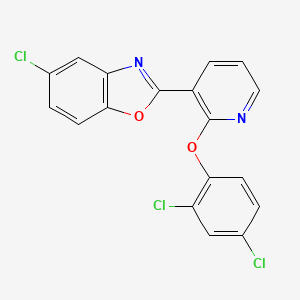 molecular formula C18H9Cl3N2O2 B2947197 5-Chloro-2-[2-(2,4-dichlorophenoxy)pyridin-3-yl]-1,3-benzoxazole CAS No. 866048-93-3