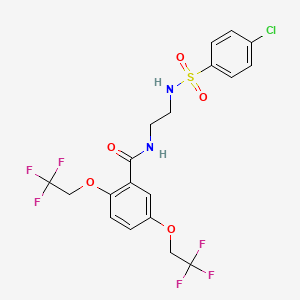molecular formula C19H17ClF6N2O5S B2947199 N-(2-{[(4-chlorophenyl)sulfonyl]amino}ethyl)-2,5-bis(2,2,2-trifluoroethoxy)benzenecarboxamide CAS No. 338395-42-9