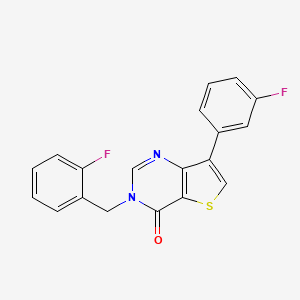 molecular formula C19H12F2N2OS B2947200 3-(2-fluorobenzyl)-7-(3-fluorophenyl)thieno[3,2-d]pyrimidin-4(3H)-one CAS No. 1105226-92-3