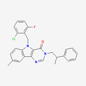 molecular formula C27H23ClFN3O B2947202 5-(2-chloro-6-fluorobenzyl)-8-methyl-3-(2-phenylpropyl)-3H-pyrimido[5,4-b]indol-4(5H)-one CAS No. 1216581-44-0