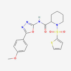 molecular formula C19H20N4O5S2 B2947207 N-(5-(4-methoxyphenyl)-1,3,4-oxadiazol-2-yl)-1-(thiophen-2-ylsulfonyl)piperidine-2-carboxamide CAS No. 1097193-16-2