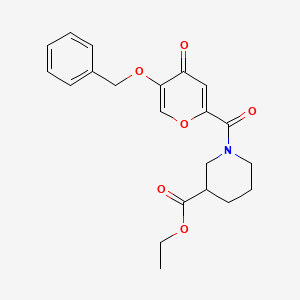 molecular formula C21H23NO6 B2947214 1-(5-(苄氧基)-4-氧代-4H-吡喃-2-羰基)哌啶-3-羧酸乙酯 CAS No. 1021059-98-2