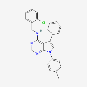 molecular formula C26H21ClN4 B2947223 N-[(2-chlorophenyl)methyl]-7-(4-methylphenyl)-5-phenyl-7H-pyrrolo[2,3-d]pyrimidin-4-amine CAS No. 477233-00-4