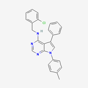 molecular formula C26H21ClN4 B2947223 N-[(2-chlorophenyl)methyl]-7-(4-methylphenyl)-5-phenylpyrrolo[2,3-d]pyrimidin-4-amine CAS No. 477233-00-4