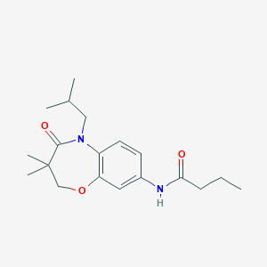 molecular formula C19H28N2O3 B2947244 N-(5-isobutyl-3,3-dimethyl-4-oxo-2,3,4,5-tetrahydrobenzo[b][1,4]oxazepin-8-yl)butyramide CAS No. 921834-31-3