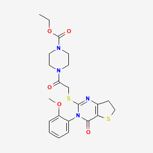 Ethyl 4-({[3-(2-methoxyphenyl)-4-oxo-3,4,6,7-tetrahydrothieno[3,2-d]pyrimidin-2-yl]thio}acetyl)piperazine-1-carboxylate