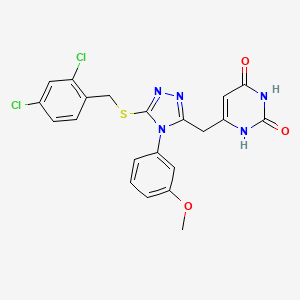 molecular formula C21H17Cl2N5O3S B2947267 6-[[5-[(2,4-dichlorophenyl)methylsulfanyl]-4-(3-methoxyphenyl)-1,2,4-triazol-3-yl]methyl]-1H-pyrimidine-2,4-dione CAS No. 892471-37-3