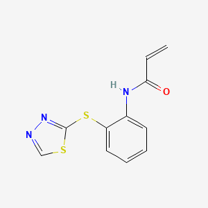 molecular formula C11H9N3OS2 B2947268 N-[2-(1,3,4-Thiadiazol-2-ylsulfanyl)phenyl]prop-2-enamide CAS No. 2305489-40-9
