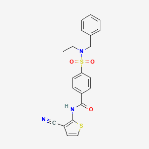 molecular formula C21H19N3O3S2 B2947273 4-[benzyl(ethyl)sulfamoyl]-N-(3-cyanothiophen-2-yl)benzamide CAS No. 920464-03-5