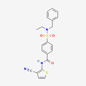 molecular formula C21H19N3O3S2 B2947273 4-(N-benzyl-N-ethylsulfamoyl)-N-(3-cyanothiophen-2-yl)benzamide CAS No. 920464-03-5