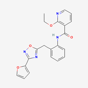 molecular formula C21H18N4O4 B2947279 2-ethoxy-N-(2-((3-(furan-2-yl)-1,2,4-oxadiazol-5-yl)methyl)phenyl)nicotinamide CAS No. 1797139-69-5