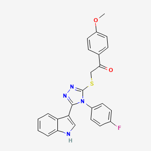 molecular formula C25H19FN4O2S B2947282 2-((4-(4-fluorophenyl)-5-(1H-indol-3-yl)-4H-1,2,4-triazol-3-yl)thio)-1-(4-methoxyphenyl)ethanone CAS No. 946236-52-8
