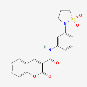 B2947283 N-(3-(1,1-dioxidoisothiazolidin-2-yl)phenyl)-2-oxo-2H-chromene-3-carboxamide CAS No. 932293-29-3