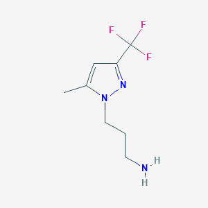 molecular formula C8H12F3N3 B2947286 3-(5-Methyl-3-trifluoromethyl-pyrazol-1-yl)-propylamine CAS No. 956394-38-0