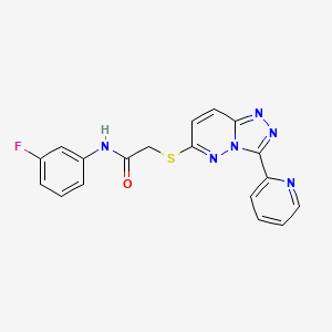 molecular formula C18H13FN6OS B2947287 N-(3-fluorophenyl)-2-((3-(pyridin-2-yl)-[1,2,4]triazolo[4,3-b]pyridazin-6-yl)thio)acetamide CAS No. 868967-40-2